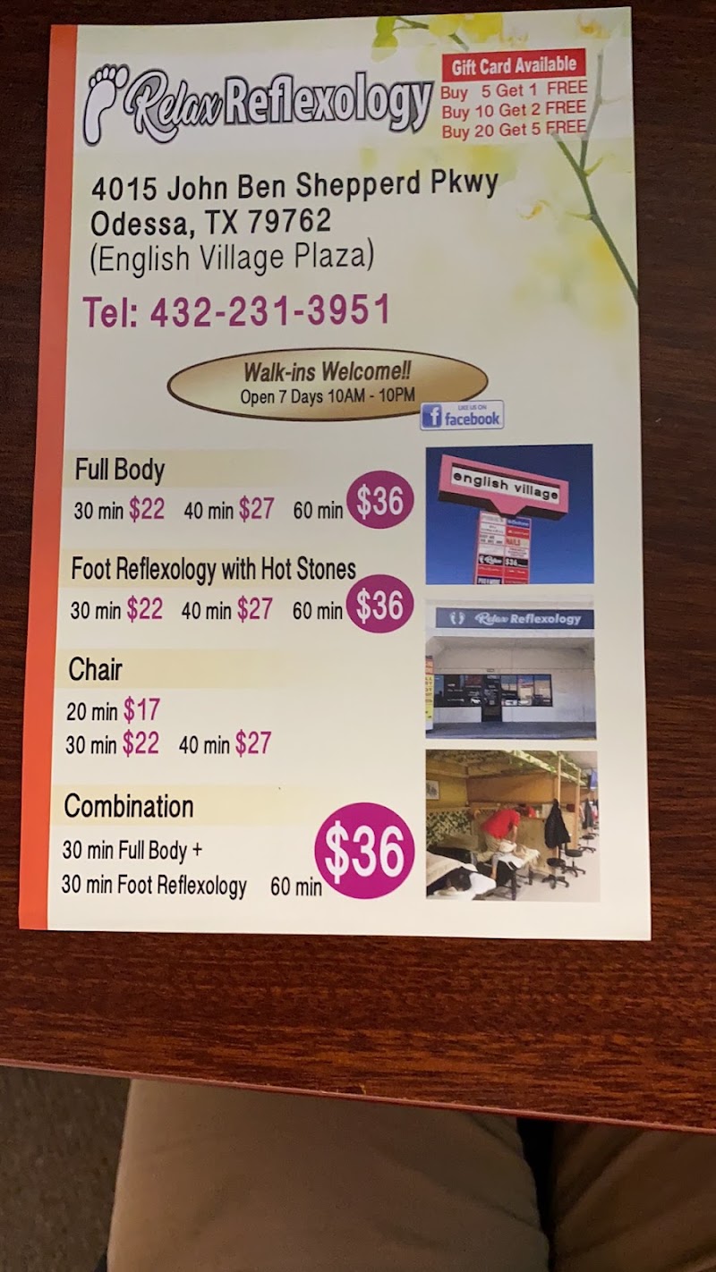 Relax Reflexology Odessa next Wells Fargo JBS Pkwy, massage spa in Odessa, TX, photo 2 of 10